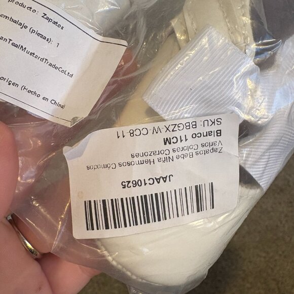 White Bow Soft Sole Baby Shoes Ballet Flats NEW size 3 - Picture 5 of 7